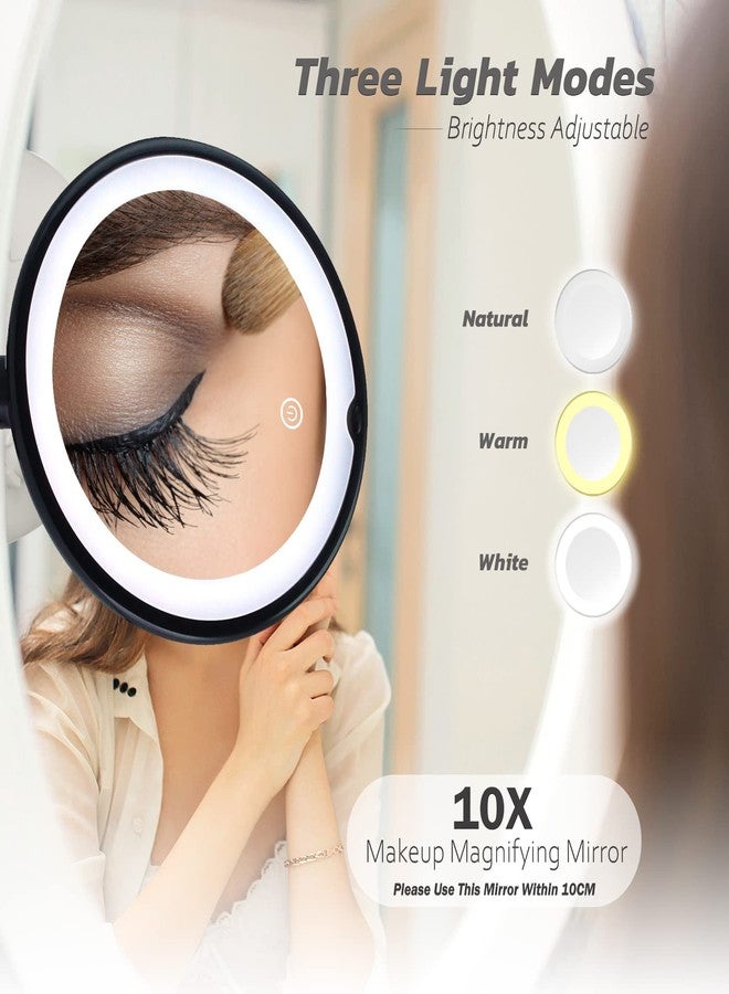 سنوفلاكس سنوفلاكس مرآة سنوفليكس سنوفليكس مكبرة 10x مع إضاءة - مرآة مكياج 7.9 بوصة بإضاءة تكبير وأكواب شفط - سهلة الاستخدام - مفصل دوار 360 درجة - Image 2